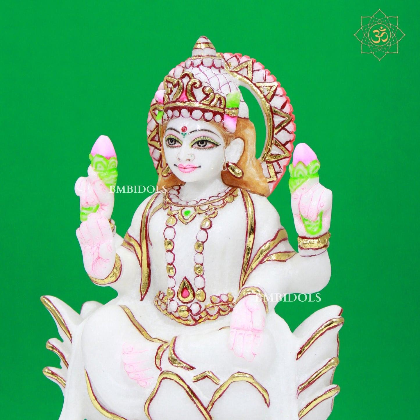 White Marble Ganesh Lakshmi Statue in Makrana Marble in 9inches