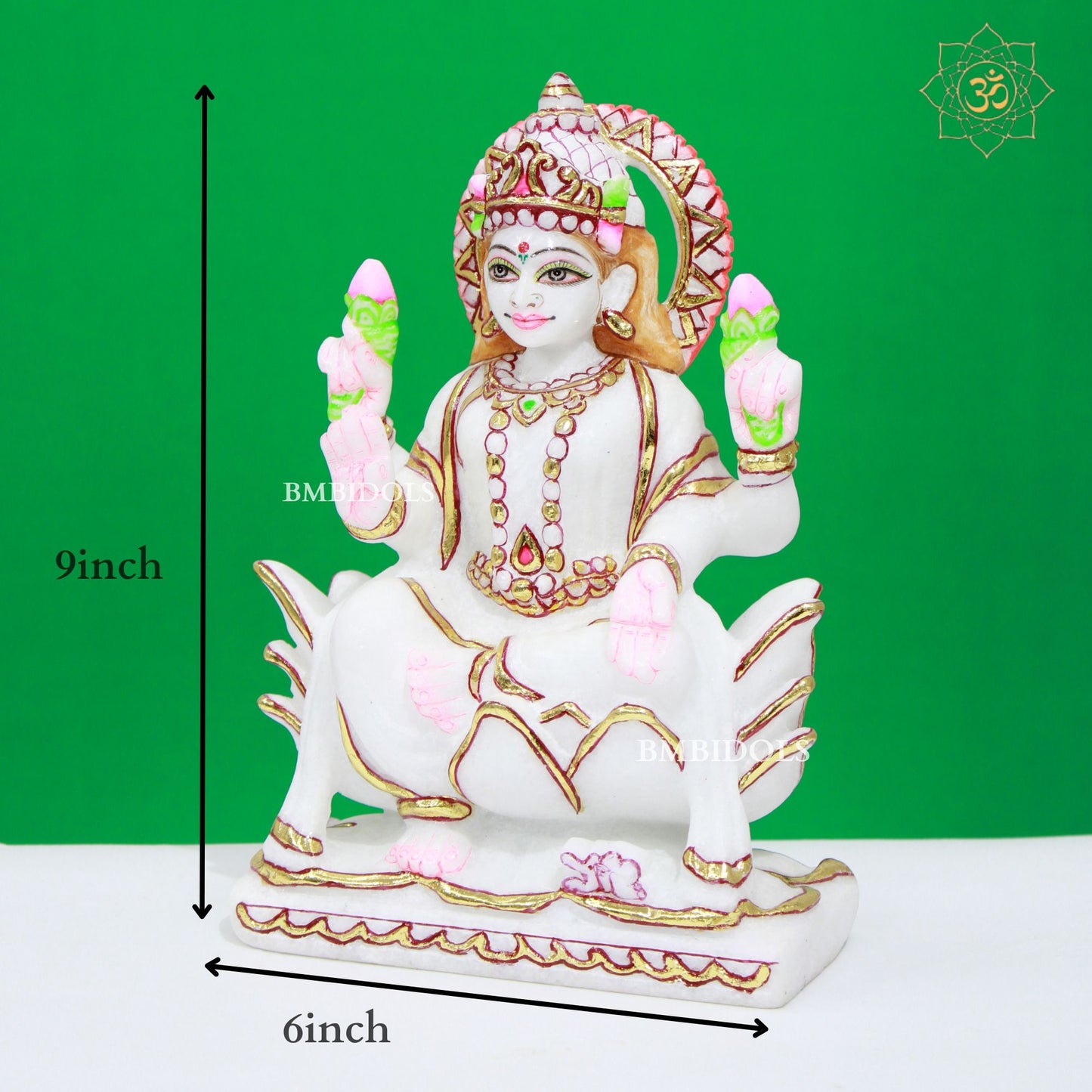 White Marble Ganesh Lakshmi Statue in Makrana Marble in 9inches