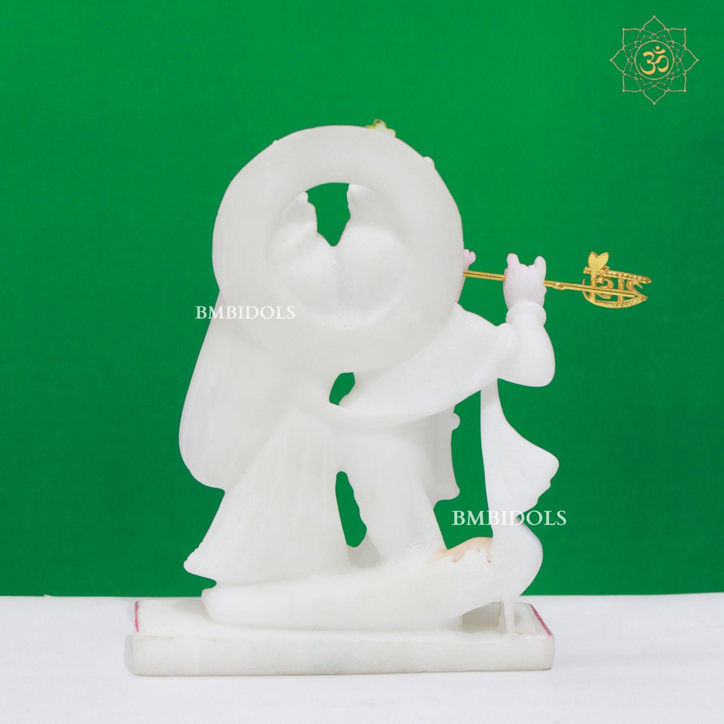Pure White Stone Marble Radha Krishna Idol made in 9inches