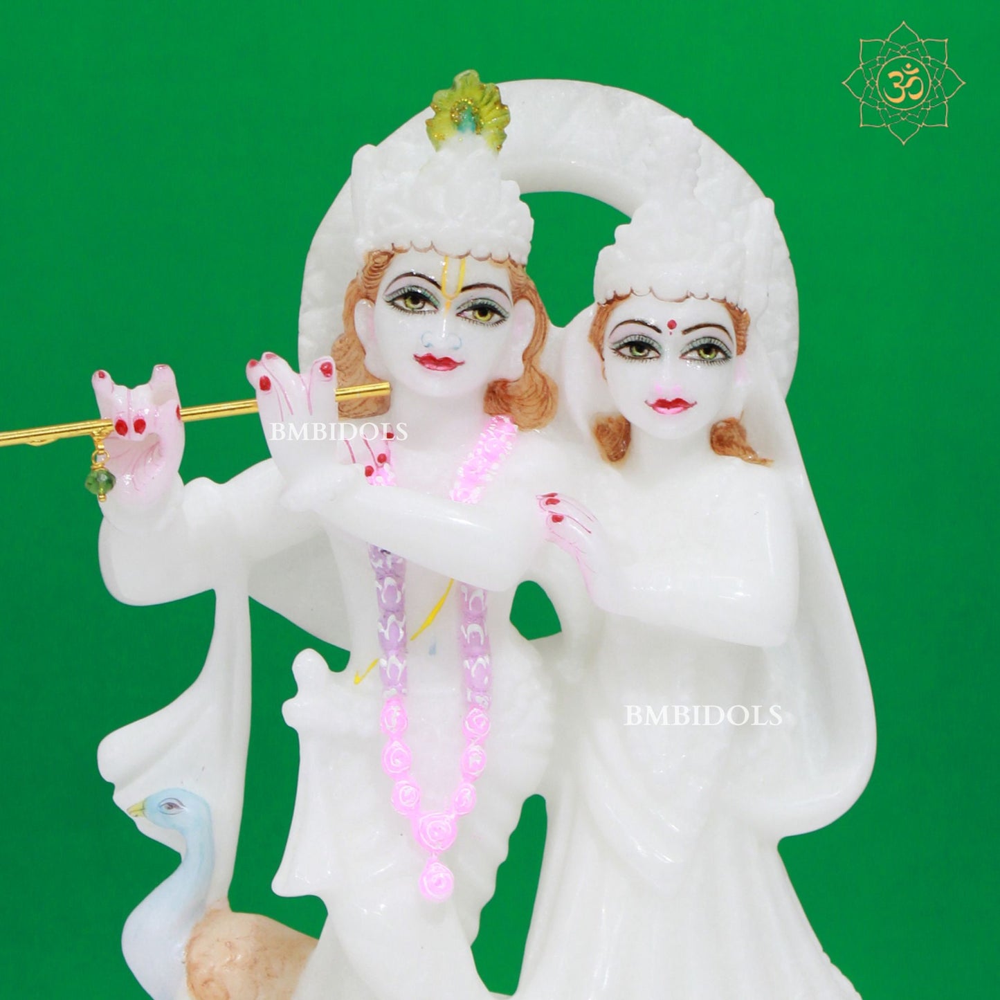 Pure White Stone Marble Radha Krishna Idol made in 9inches