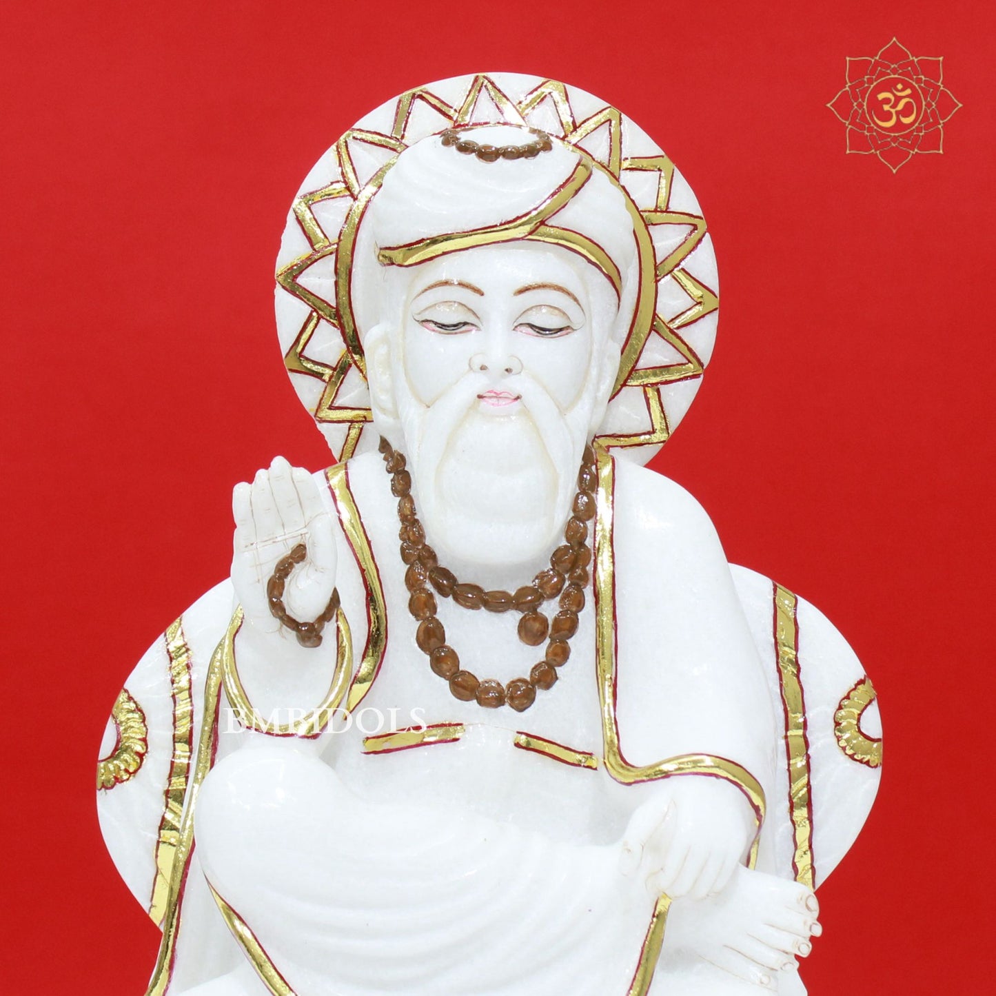 White Marble Guru Nanak Dev Murti made in 12inches