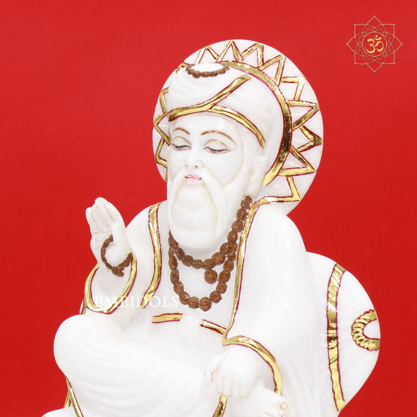 White Marble Guru Nanak Dev Murti made in 12inches