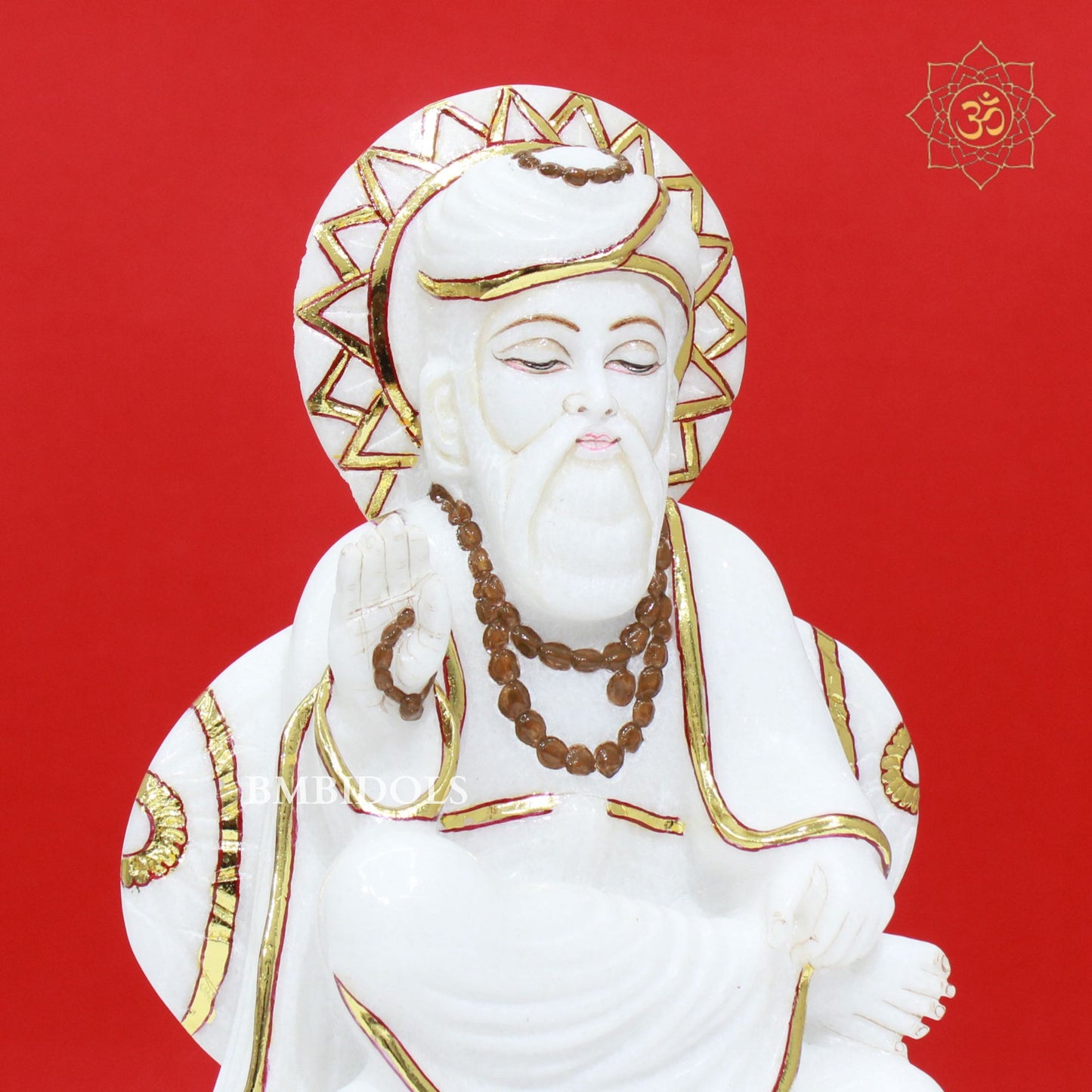 White Marble Guru Nanak Dev Murti made in 12inches