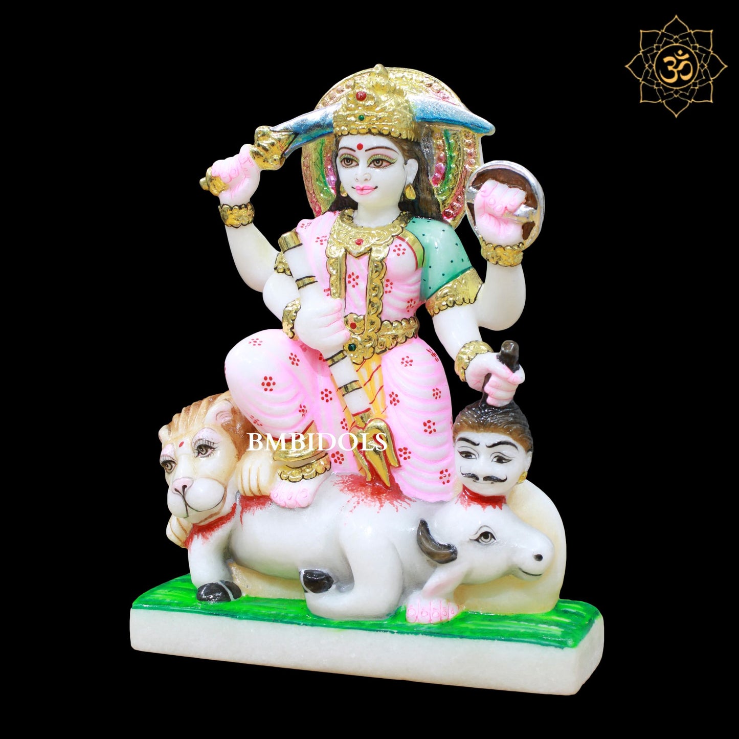 Marble Mahisasuri Durga Murti made in 10inches for Homes and Temples
