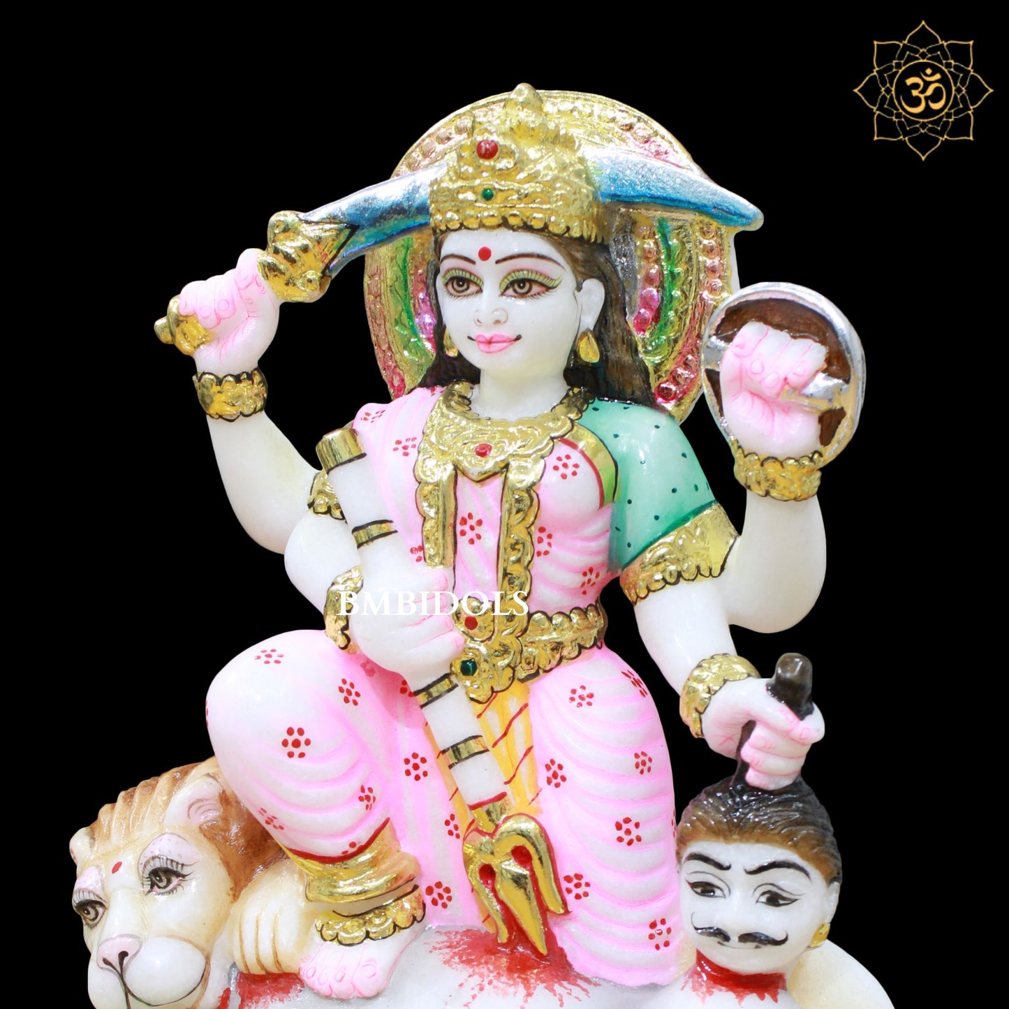 Marble Mahisasuri Durga Murti made in 10inches for Homes and Temples