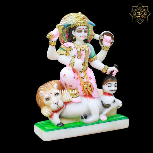 Marble Mahisasuri Durga Murti made in 10inches for Homes and Temples