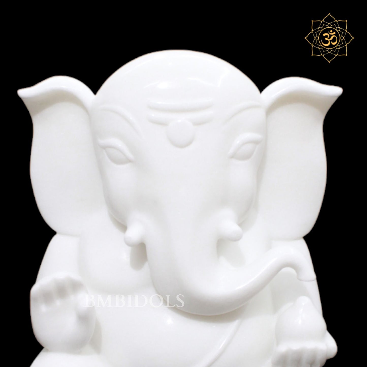 White Modern Abstract Marble Ganesh Murti for Homes and Temples