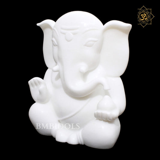 White Modern Abstract Marble Ganesh Murti for Homes and Temples