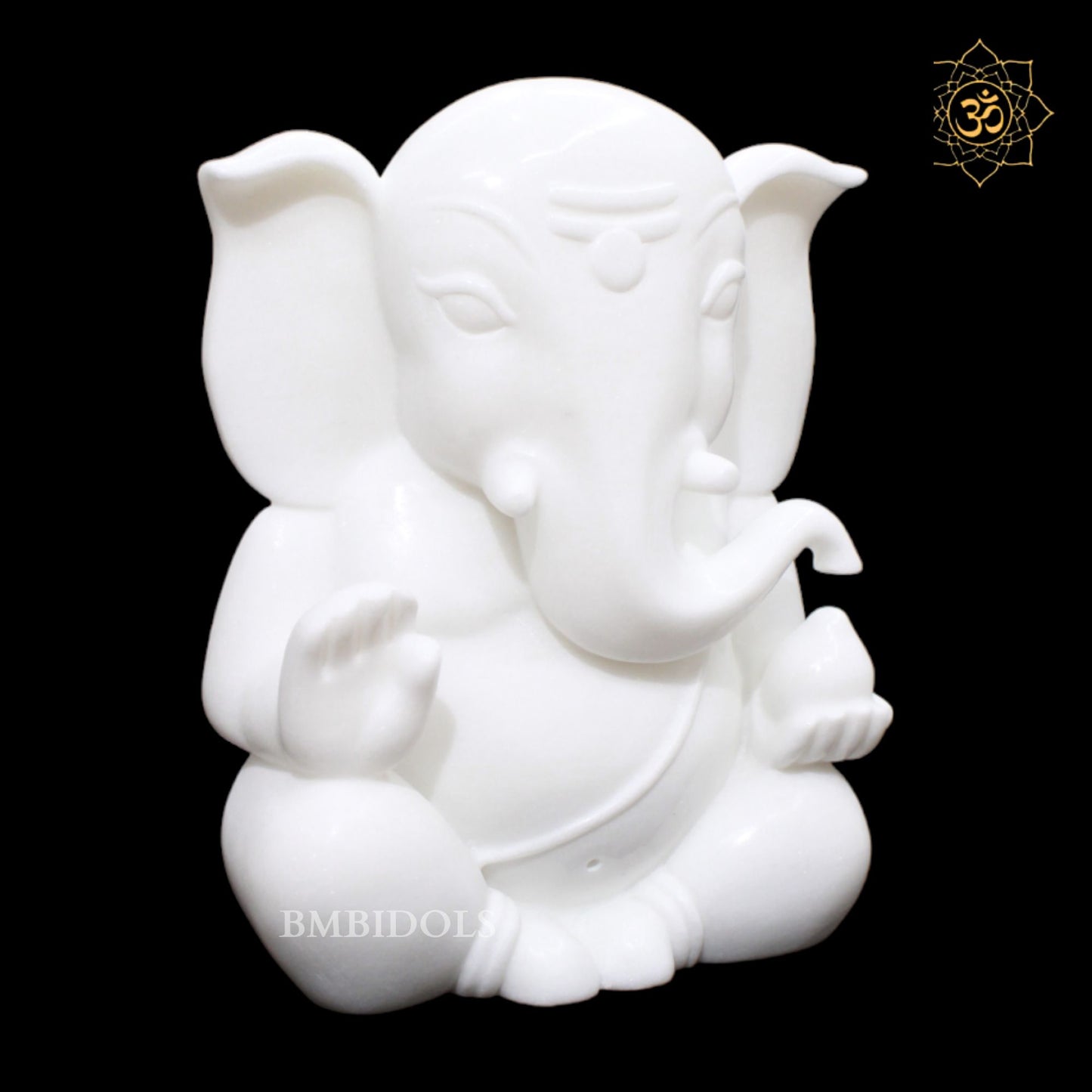 White Modern Abstract Marble Ganesh Murti for Homes and Temples