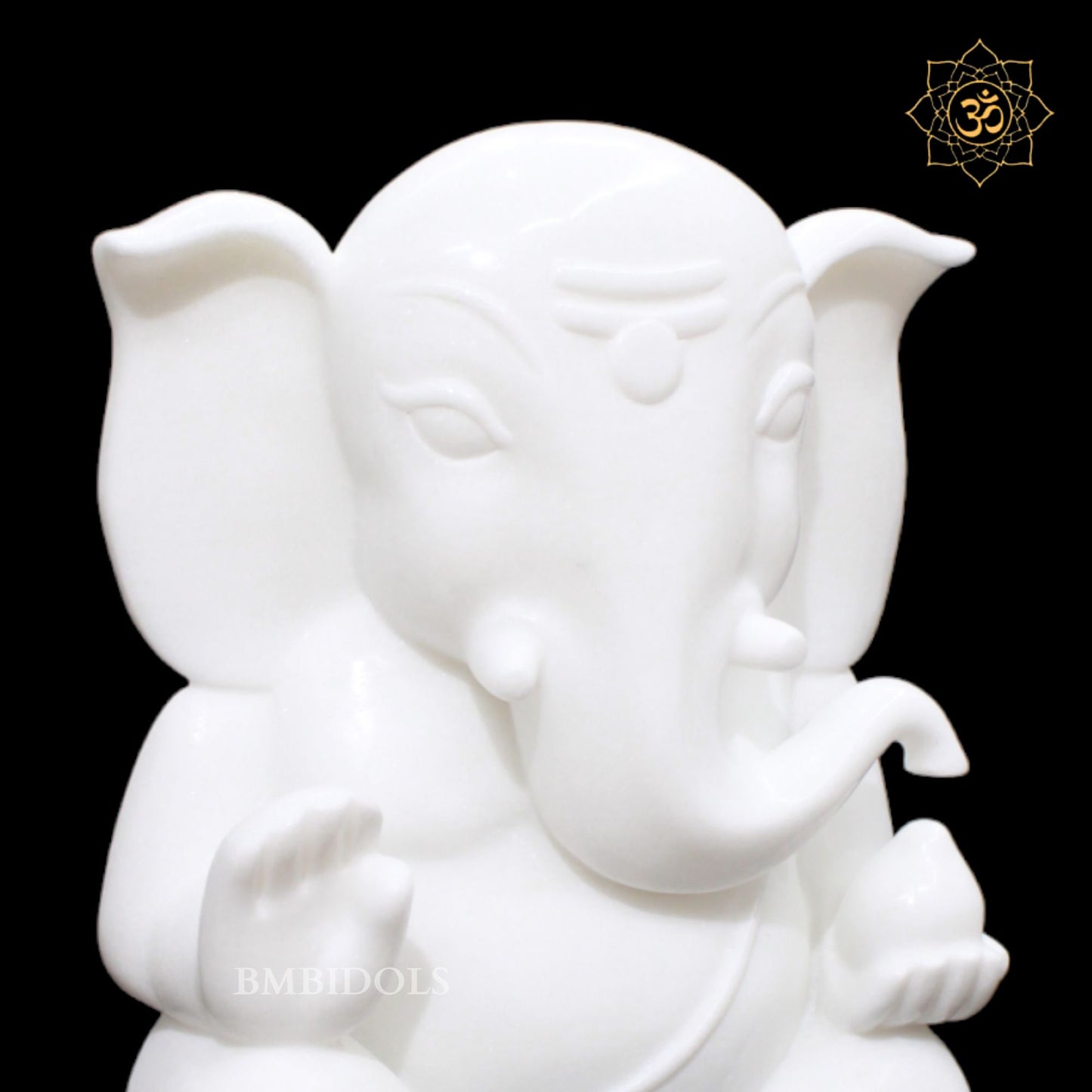 White Modern Abstract Marble Ganesh Murti for Homes and Temples