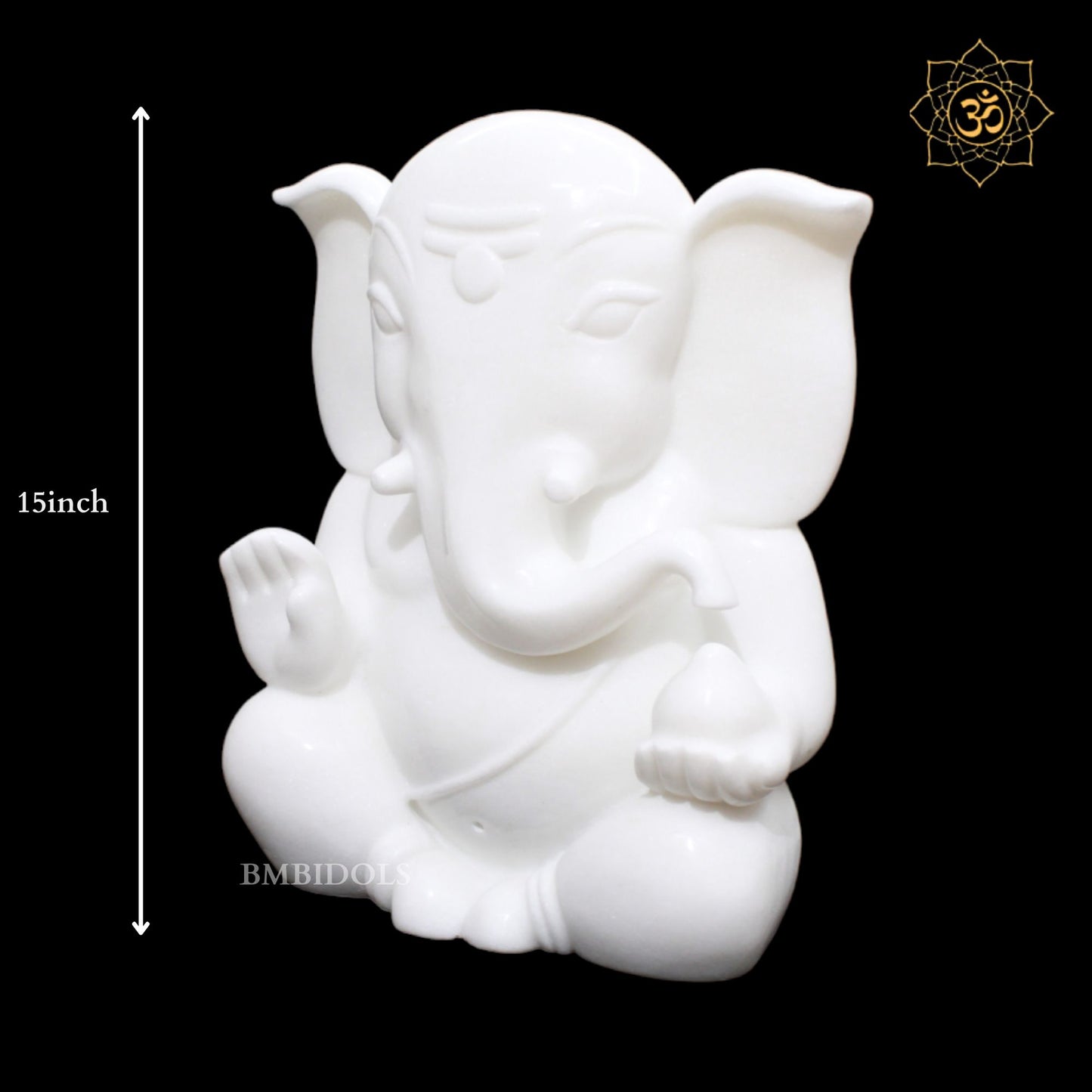 White Modern Abstract Marble Ganesh Murti for Homes and Temples