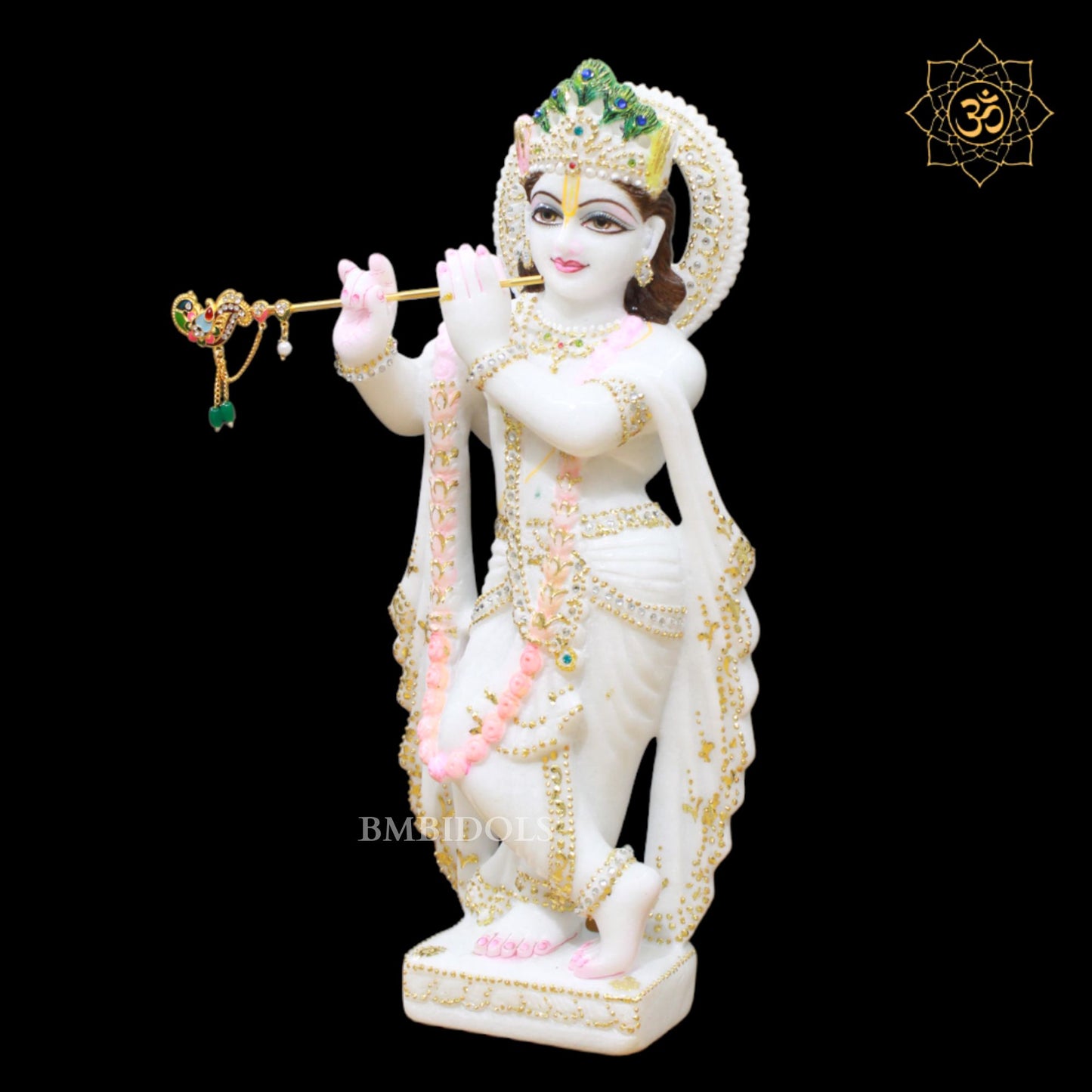 White Marble Radha Krishna Murti in Makrana Marble in 15inches