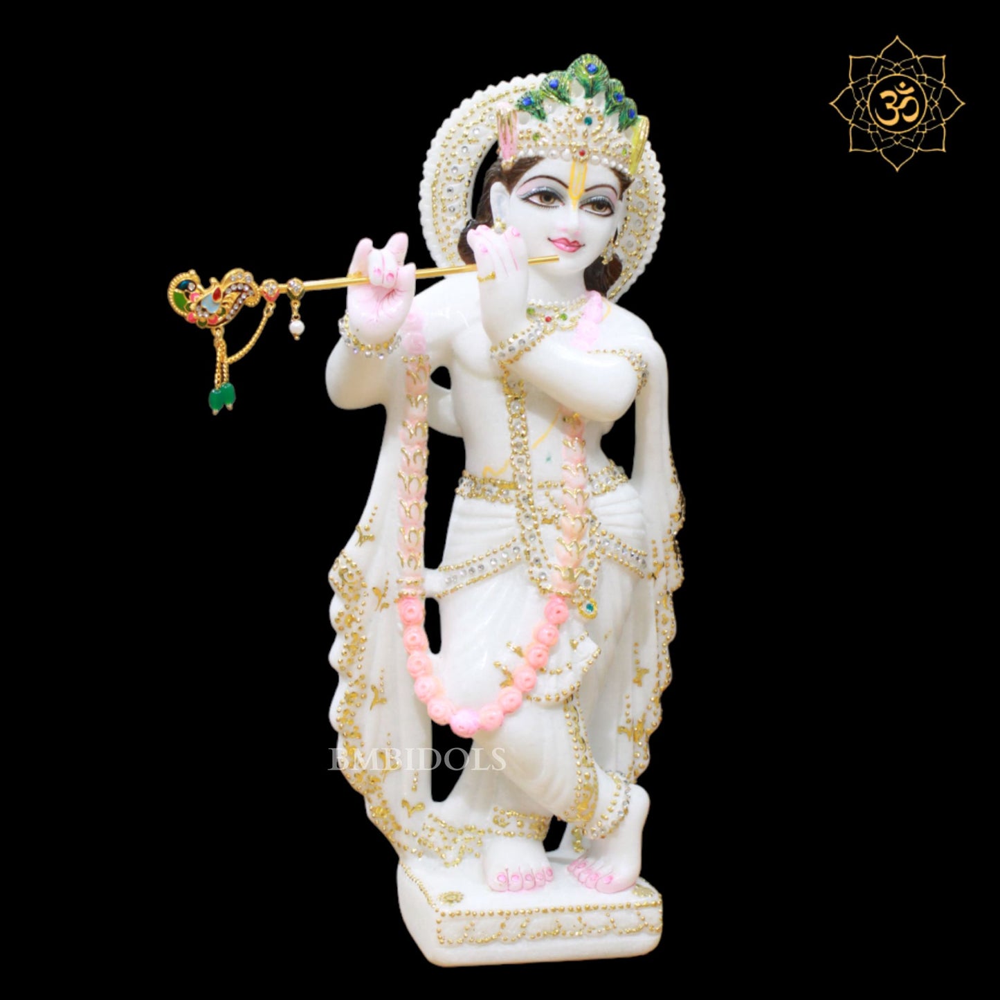 White Marble Radha Krishna Murti in Makrana Marble in 15inches