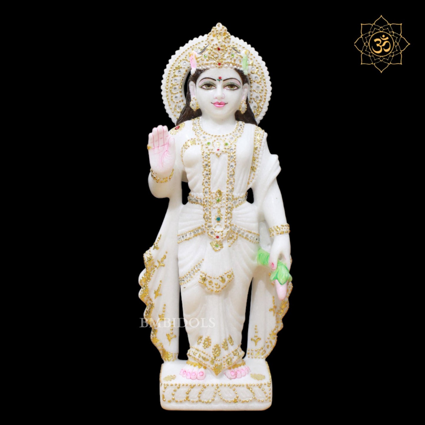 White Marble Radha Krishna Murti in Makrana Marble in 15inches