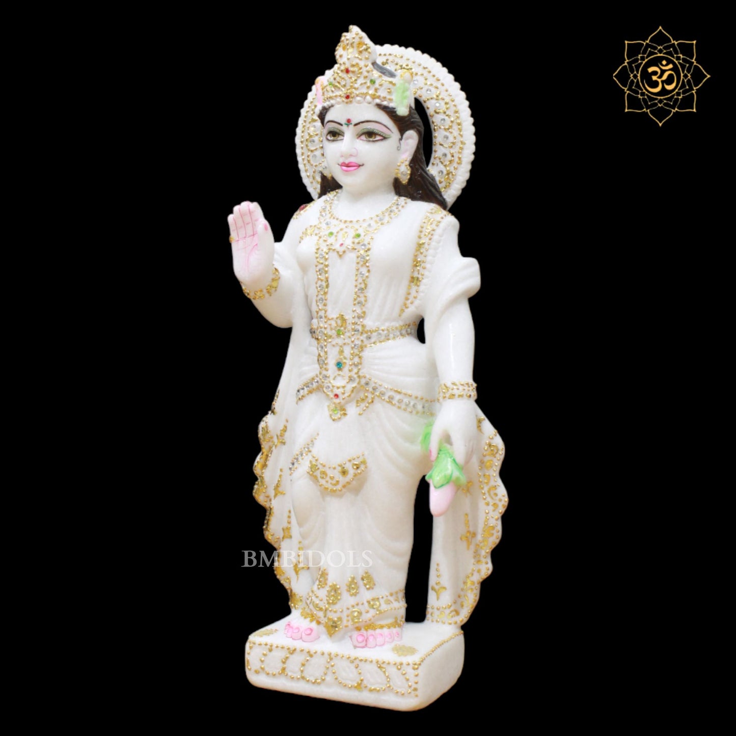 White Marble Radha Krishna Murti in Makrana Marble in 15inches