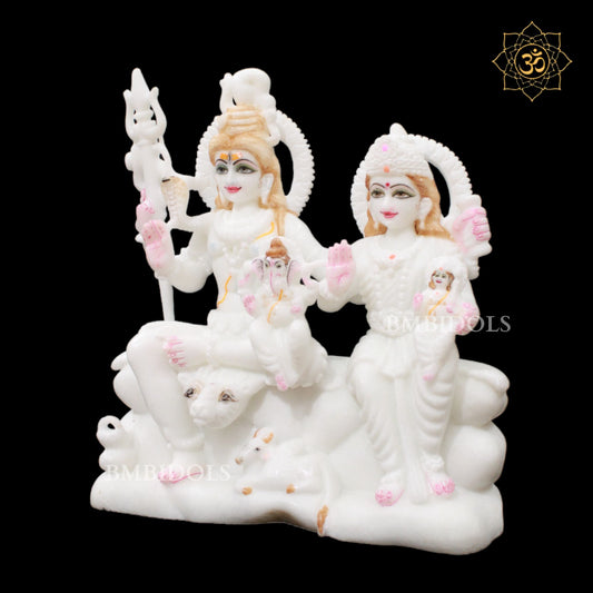 White Marble Shiv Parivar Murti for Homes and Temples in 12inches