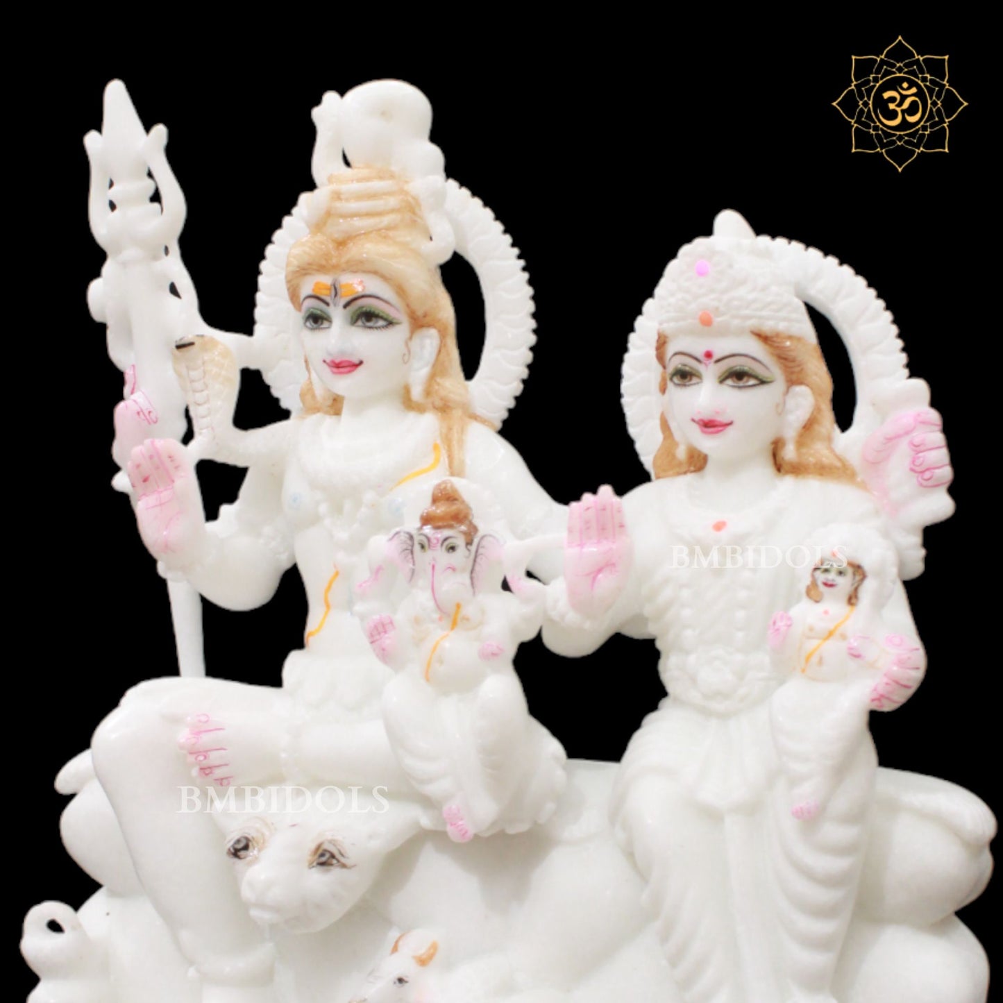 White Marble Shiv Parivar Murti for Homes and Temples in 12inches