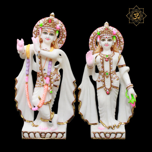 Marble Radha Krishna Murti in 1feet for Homes and Temples