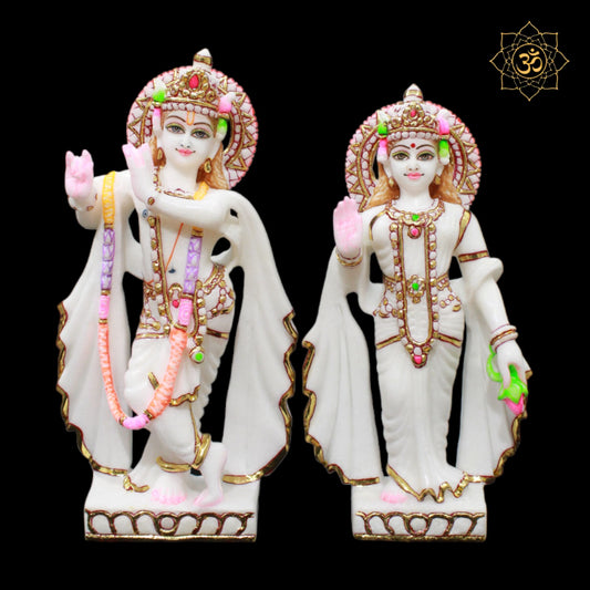 Marble Radha Krishna Murti in 1feet for Homes and Temples