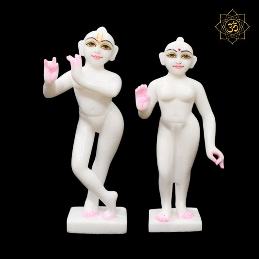 White Marble Iskcon Radha Krishna Murti in 1feet for Home Temples