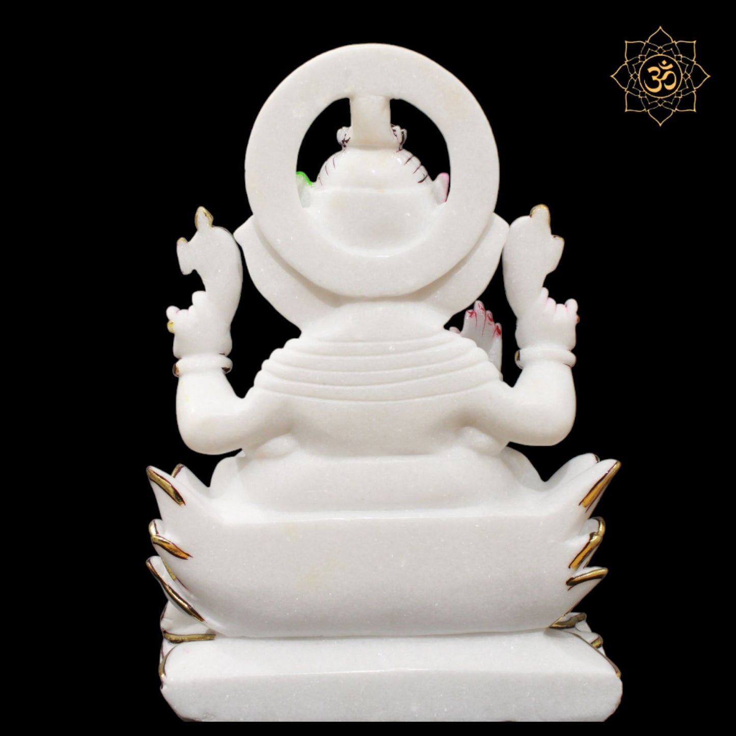 1.5feet Marble Ganesh Murti in Marble on the Lotus for Homes