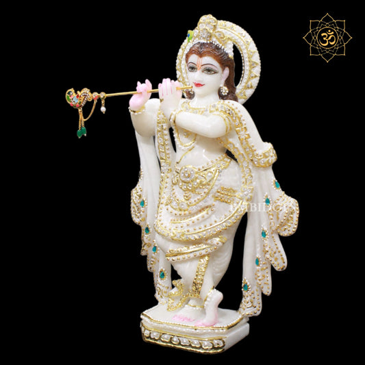 Antique Marble Krishna Statue in 15inches for Home Temples