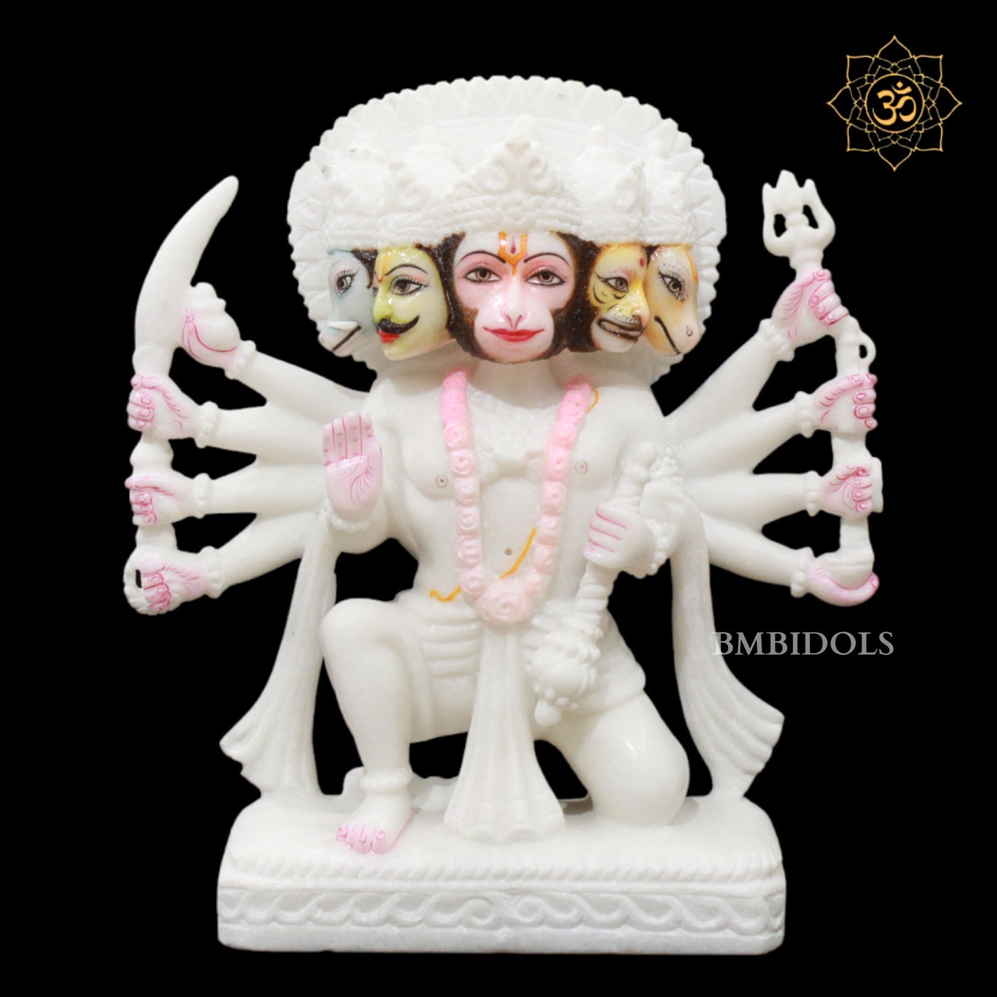 1feet Marble Panchmukhi Hanuman Statue for Homes and Temples