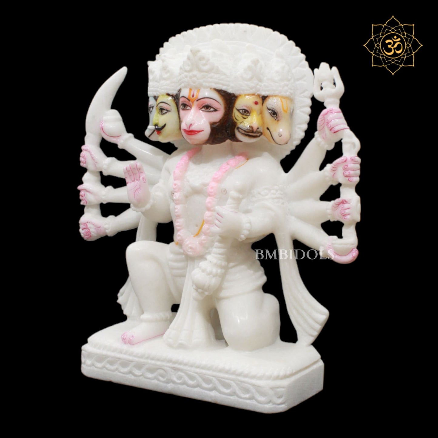 1feet Marble Panchmukhi Hanuman Statue for Homes and Temples