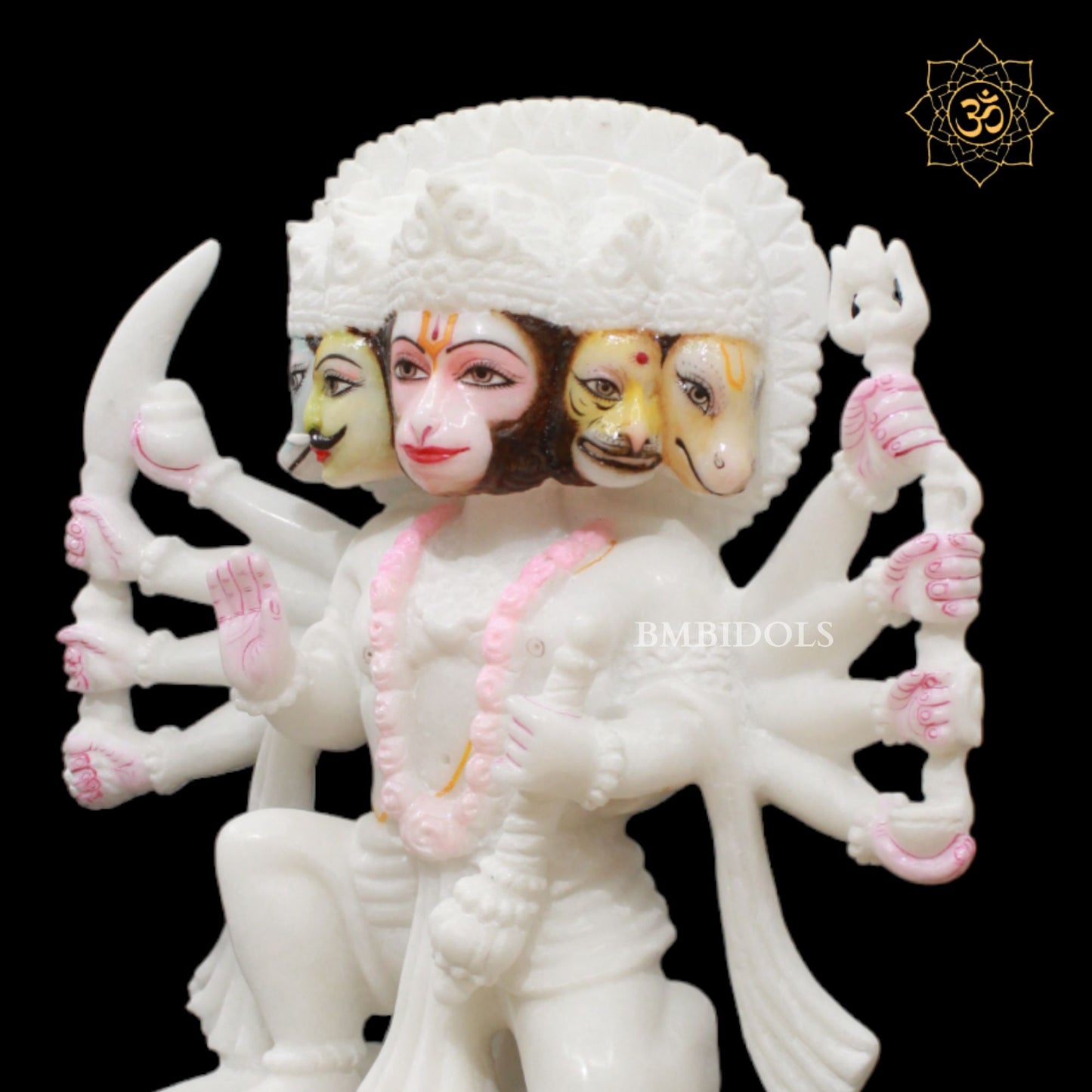 1feet Marble Panchmukhi Hanuman Statue for Homes and Temples