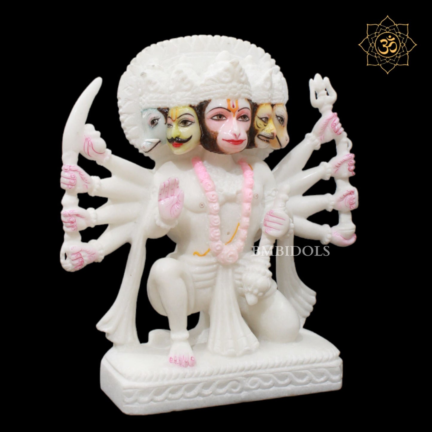 1feet Marble Panchmukhi Hanuman Statue for Homes and Temples