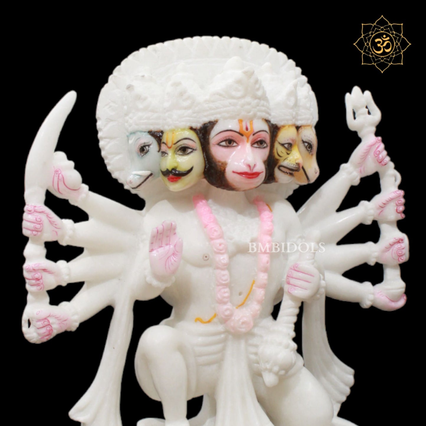 1feet Marble Panchmukhi Hanuman Statue for Homes and Temples