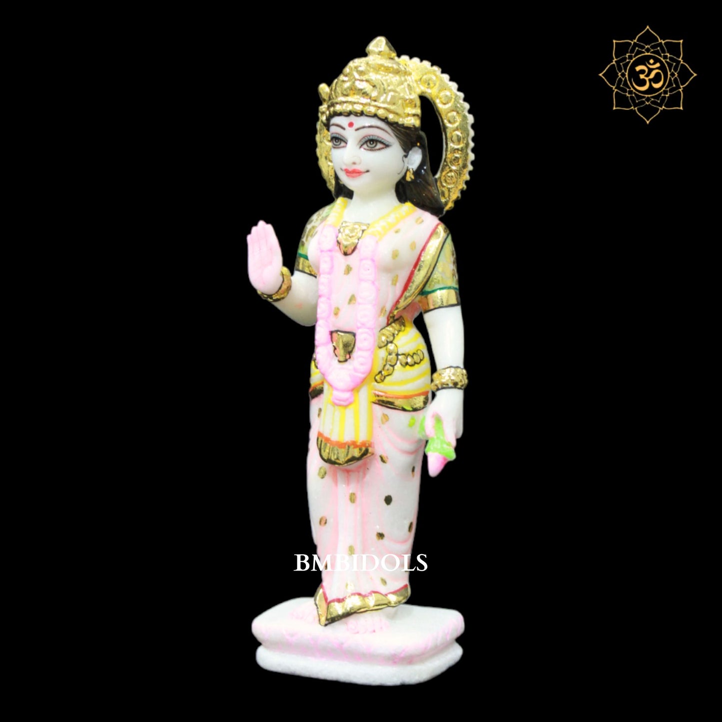 Radha Krishna Marble Murti in 9inch in Full Gold work for Homes and Temples