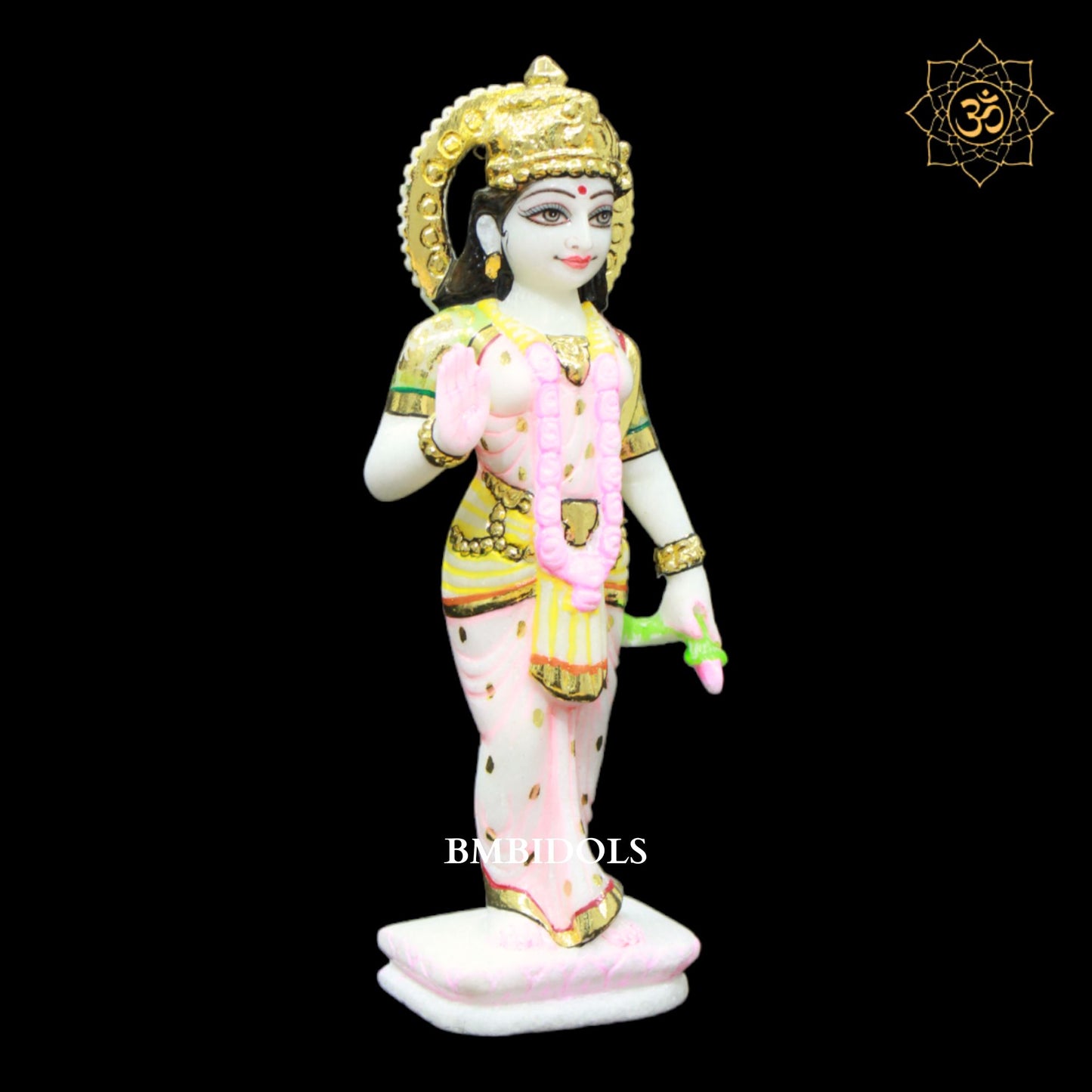 Radha Krishna Marble Murti in 9inch in Full Gold work for Homes and Temples