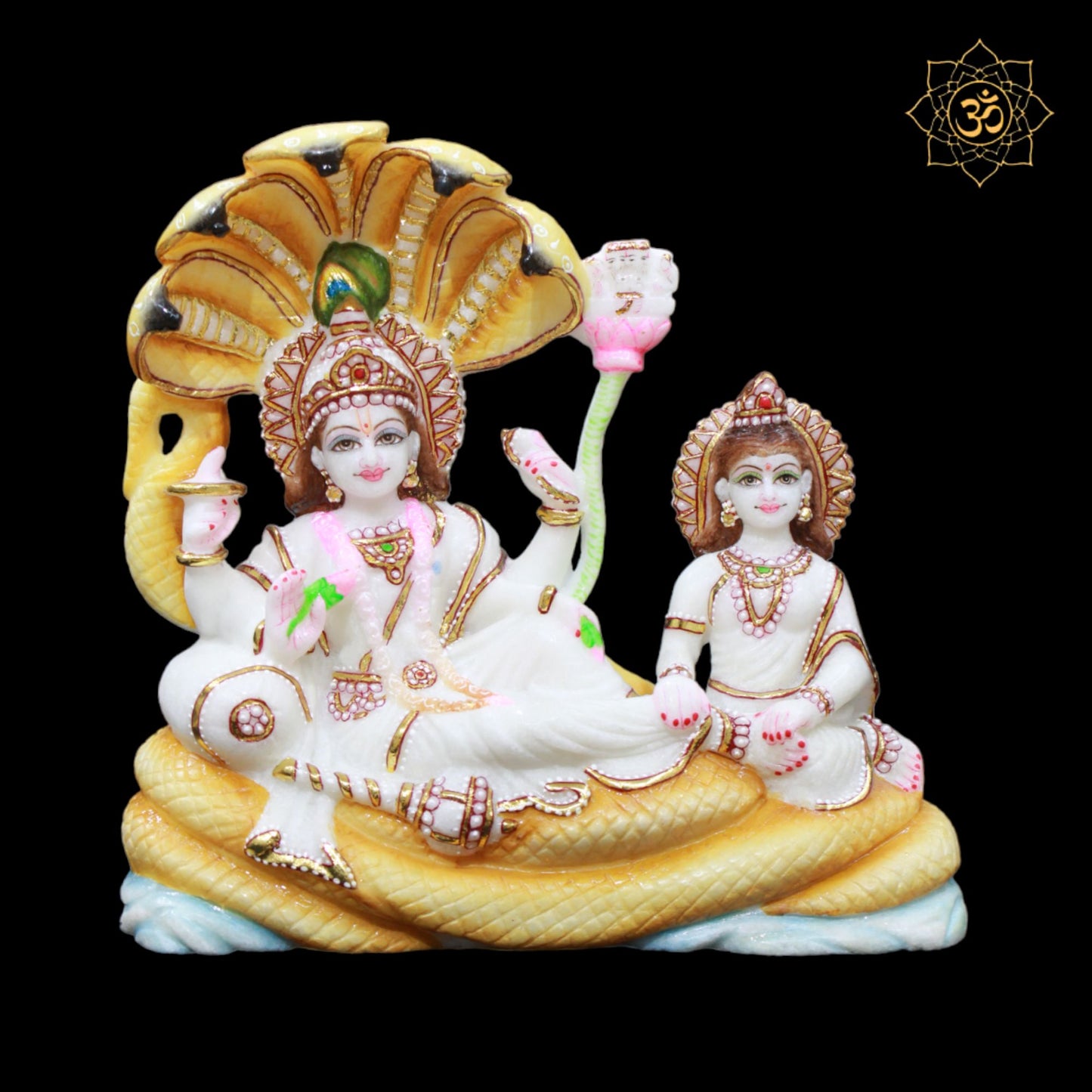 Marble Vishnu Laxmi Murti on Sheshnaag in 12inches for Homes and Temples