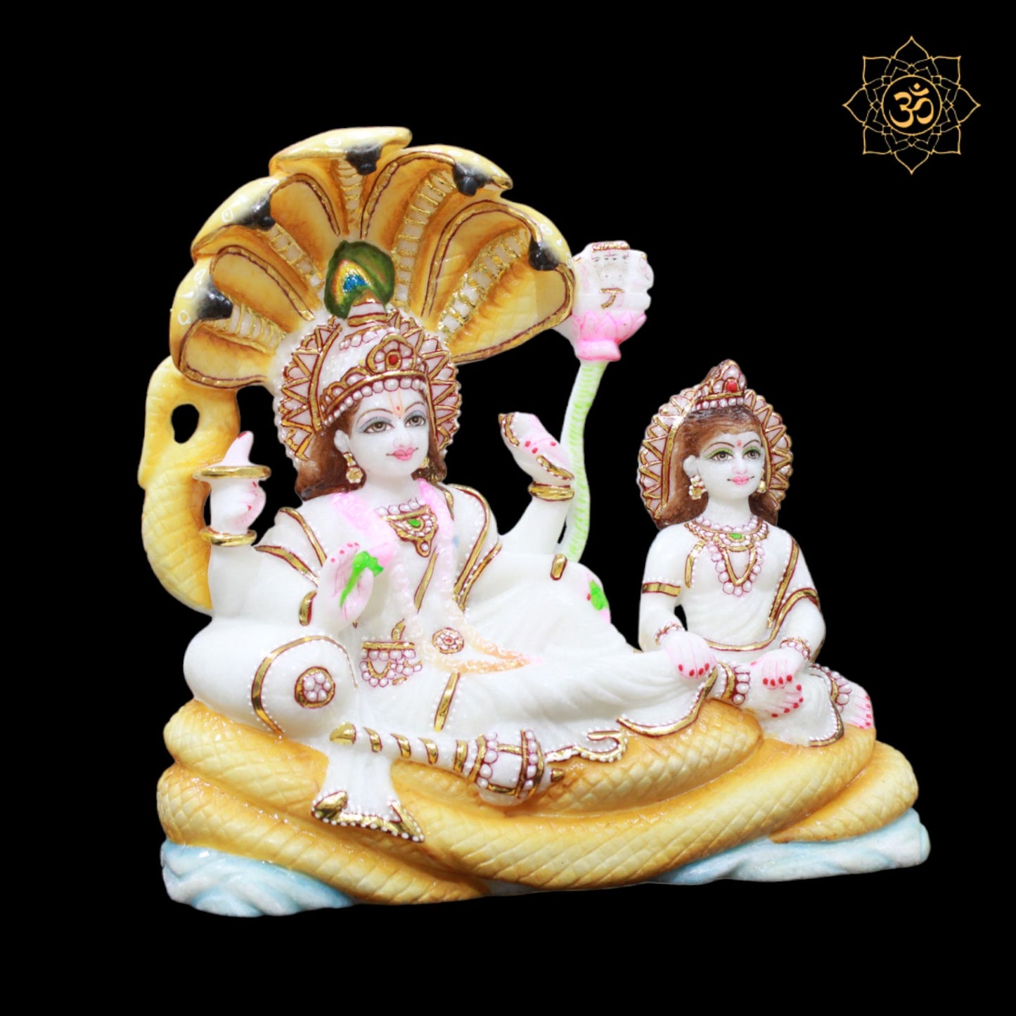 Marble Vishnu Laxmi Murti on Sheshnaag in 12inches for Homes and Temples