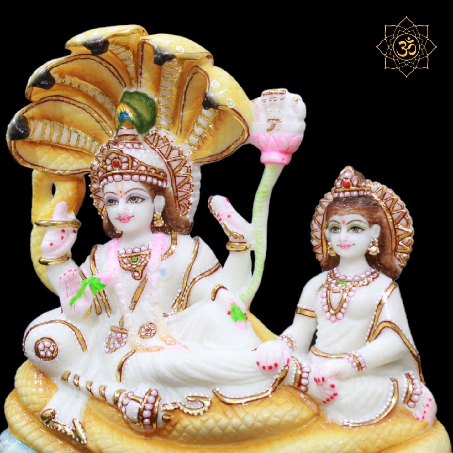 Marble Vishnu Laxmi Murti on Sheshnaag in 12inches for Homes and Temples