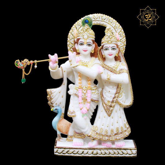 White Marble Jugal Radha Krishna Murti for Homes and Mandirs