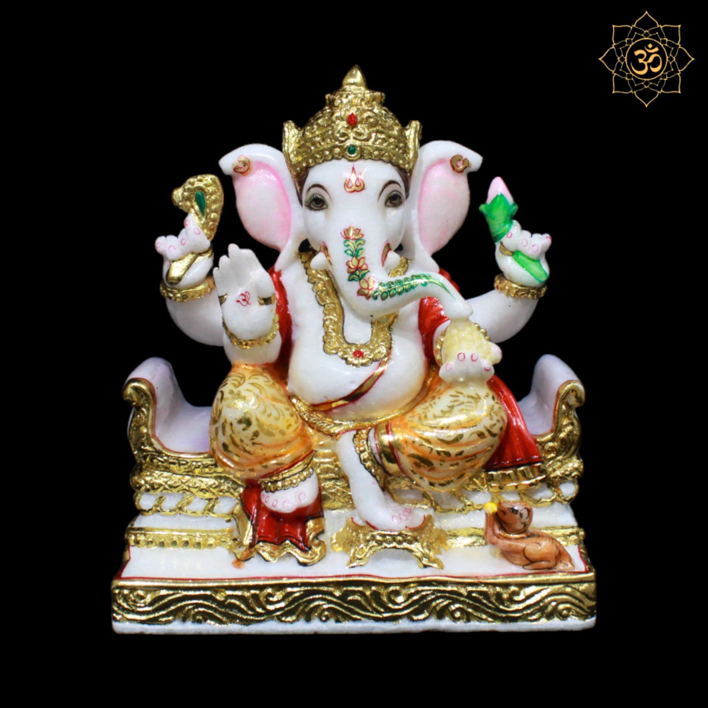 Coloured Marble Ganpati Murti designed in 9inches for Homes and Temples