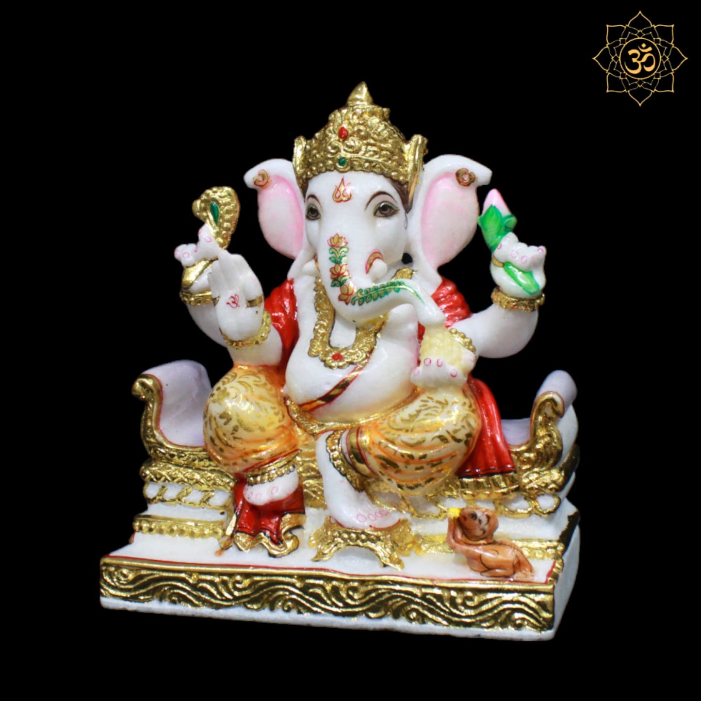 Coloured Marble Ganpati Murti designed in 9inches for Homes and Temples