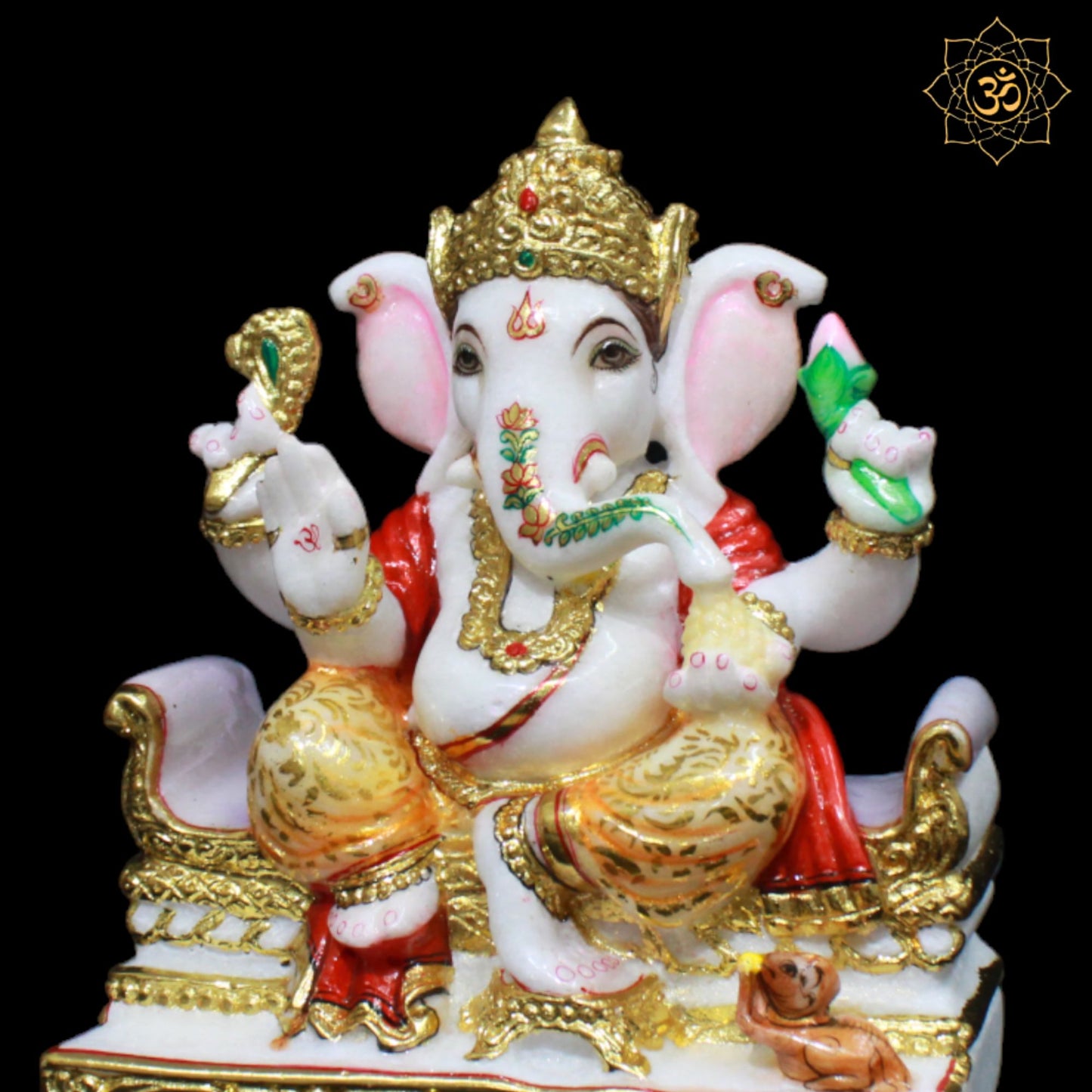 Coloured Marble Ganpati Murti designed in 9inches for Homes and Temples