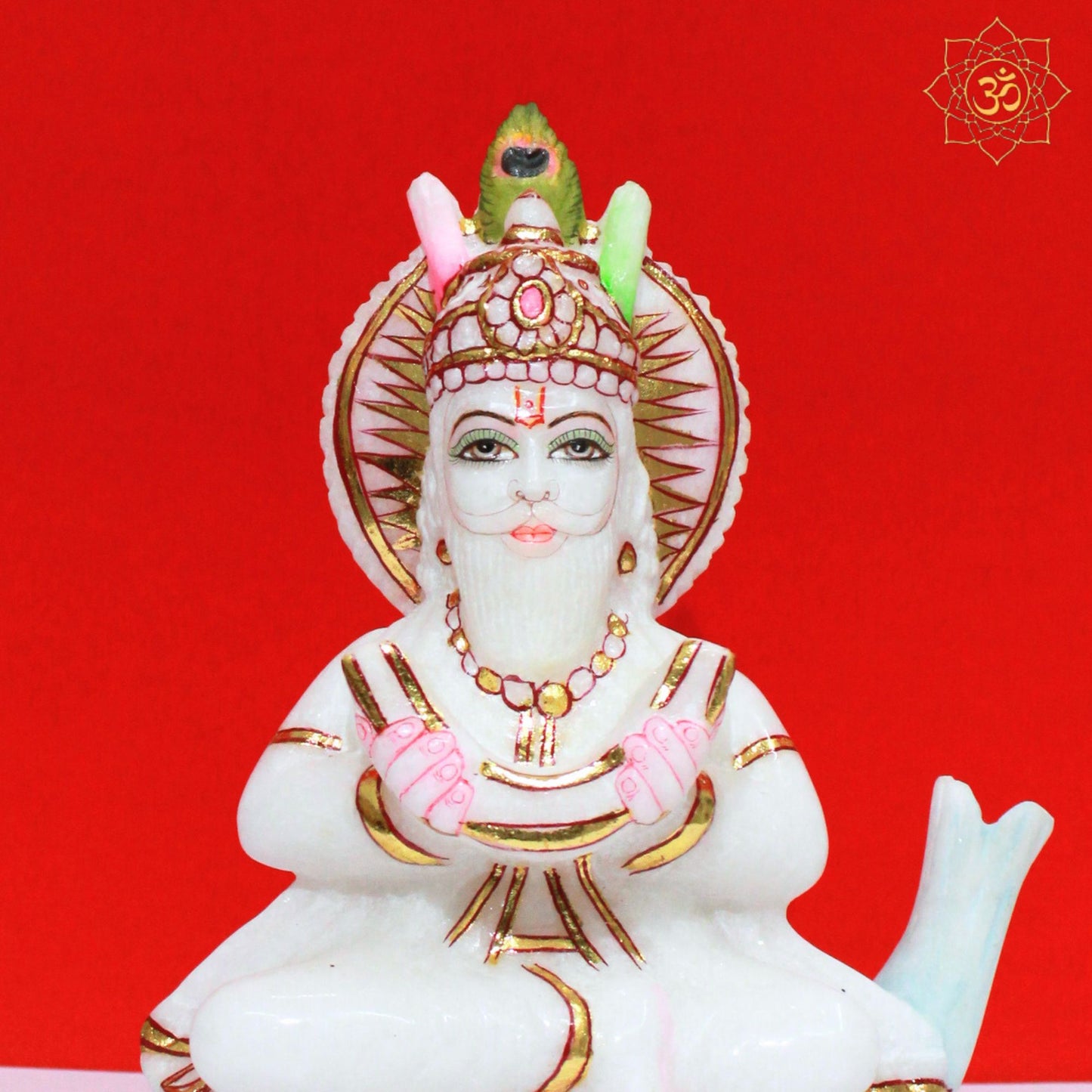 Bhagwan Jhulelal Marble Murti in 9inch for Homes and Temples