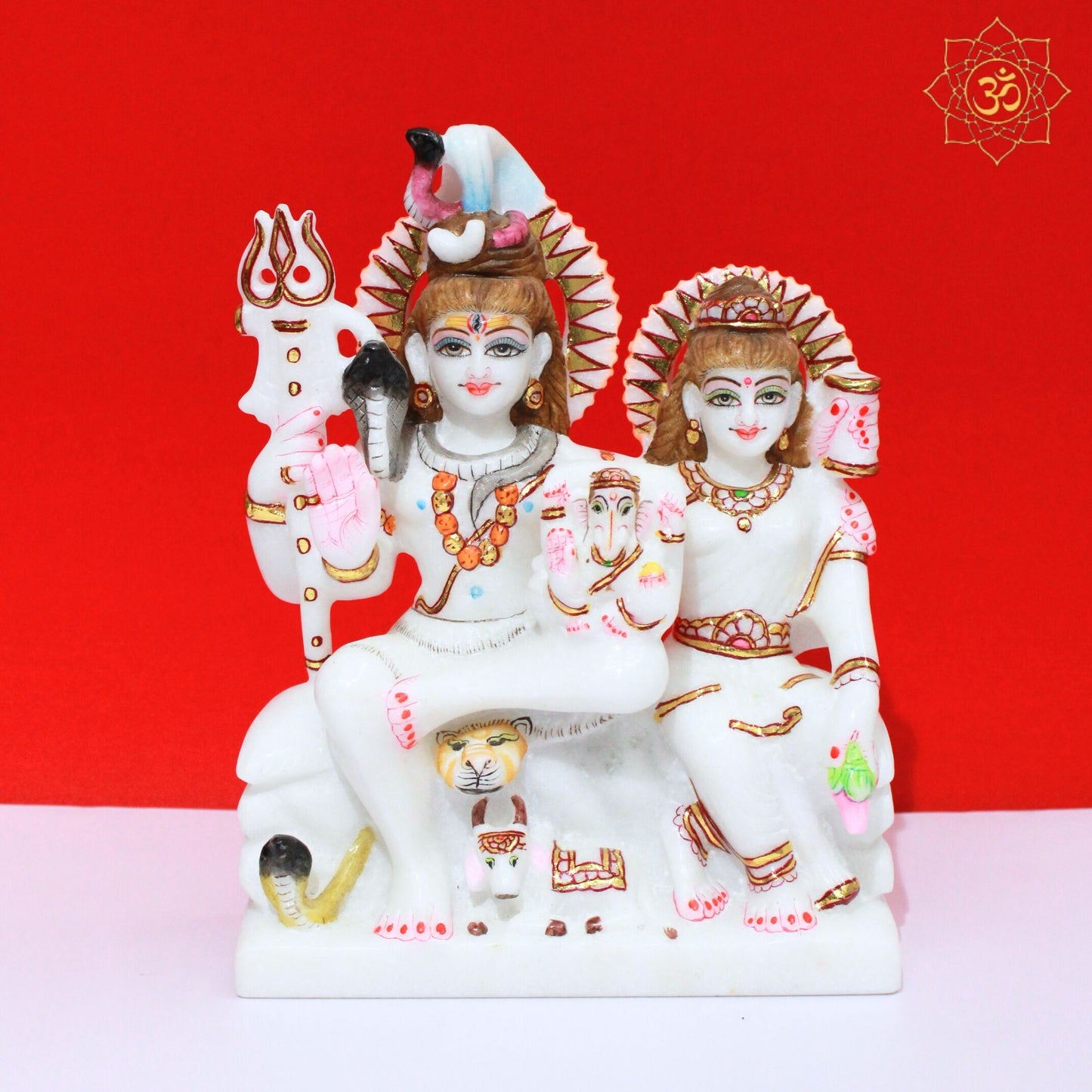 Shiva Parivar Marble Murti in 9inches for Home Mandir