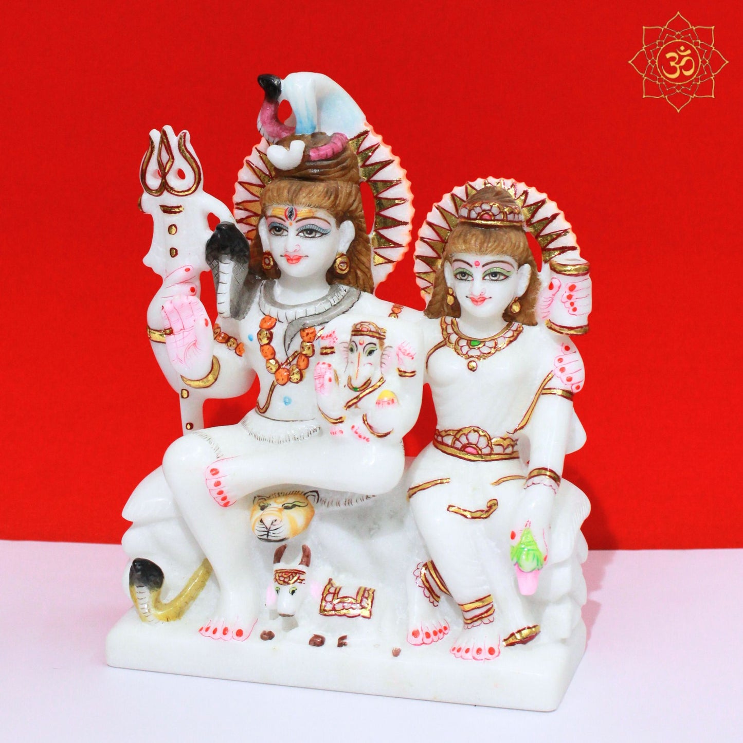 Shiva Parivar Marble Murti in 9inches for Home Mandir