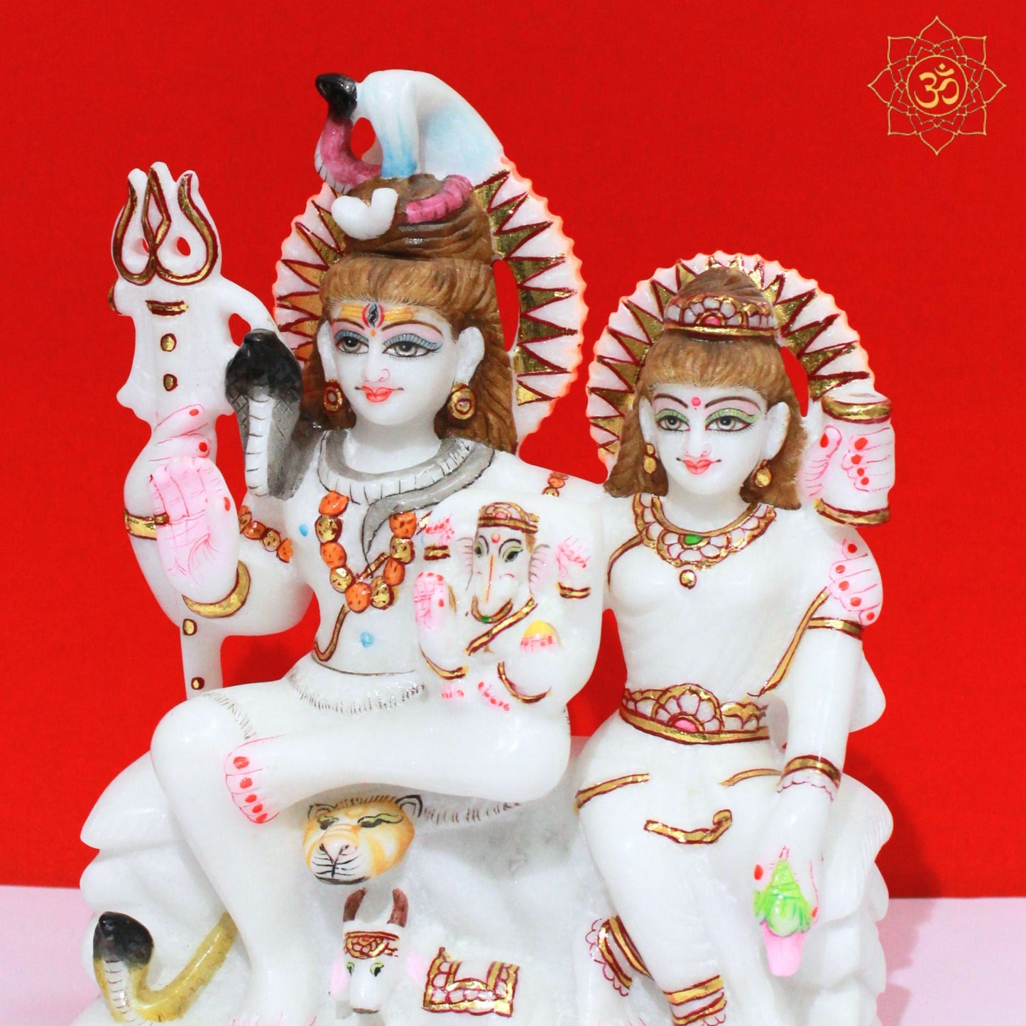 Shiva Parivar Marble Murti in 9inches for Home Mandir