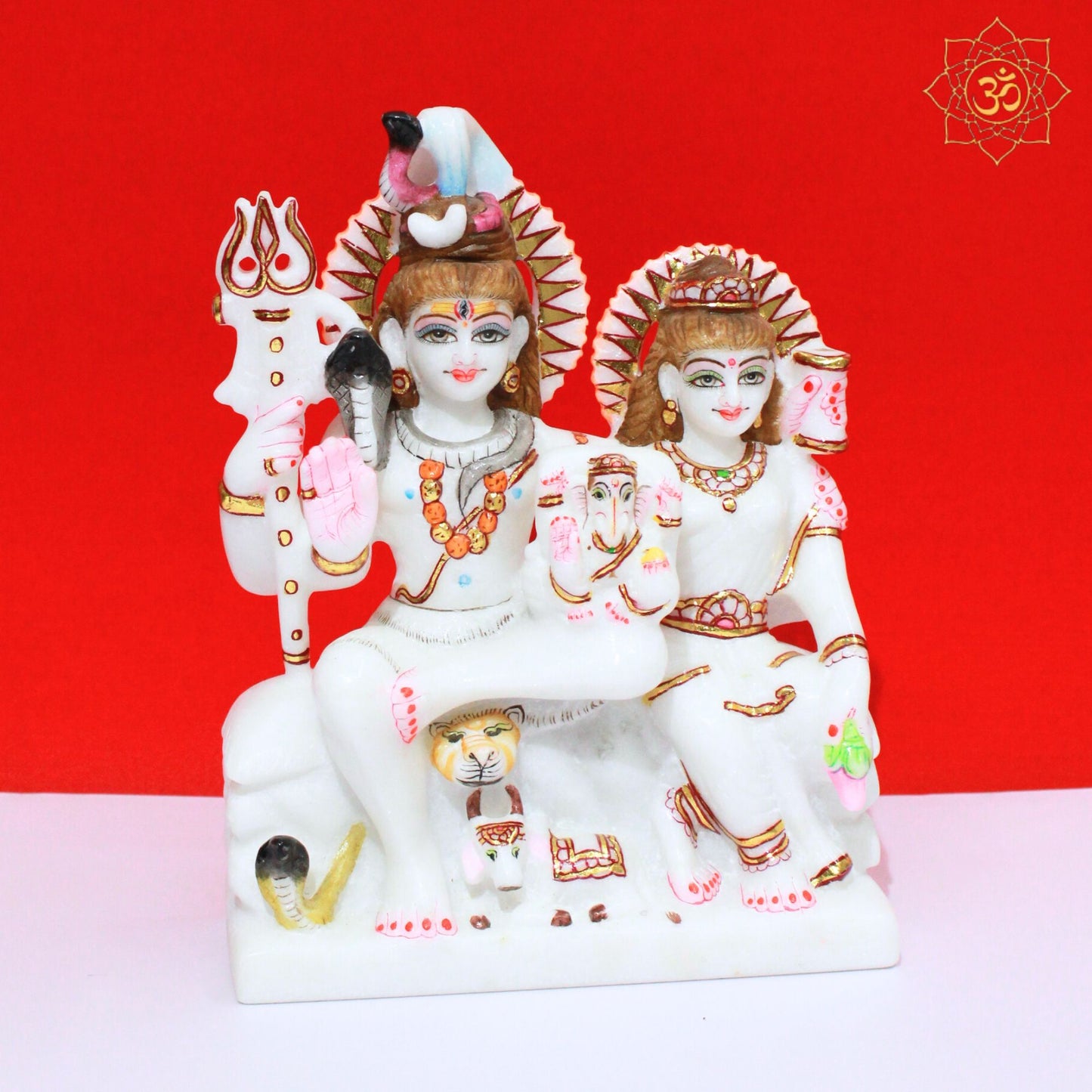 Shiva Parivar Marble Murti in 9inches for Home Mandir