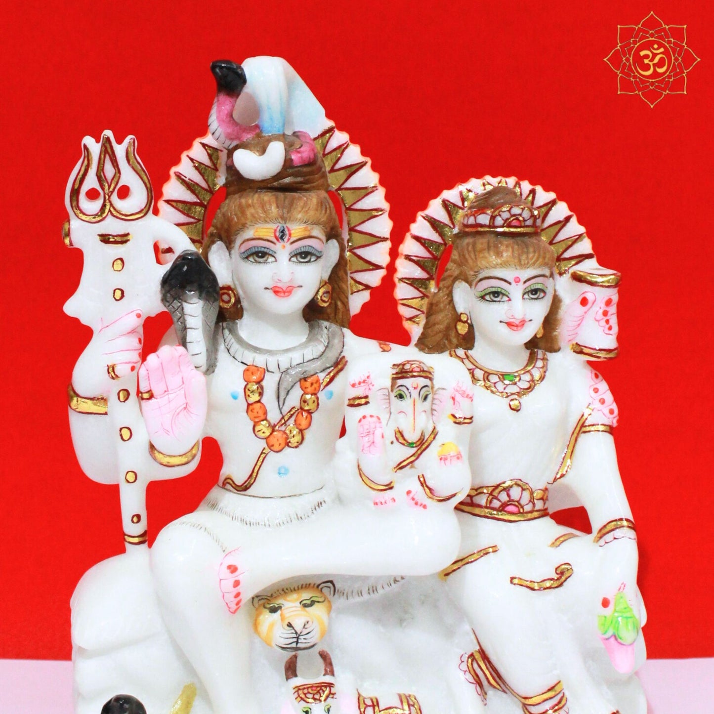 Shiva Parivar Marble Murti in 9inches for Home Mandir