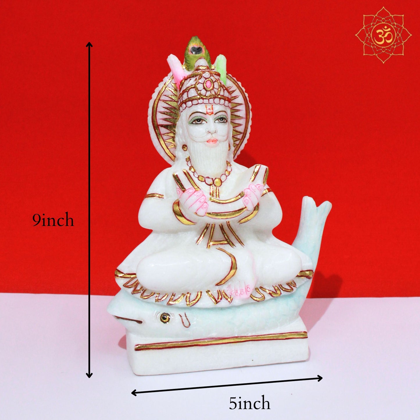 Bhagwan Jhulelal Marble Murti in 9inch for Homes and Temples