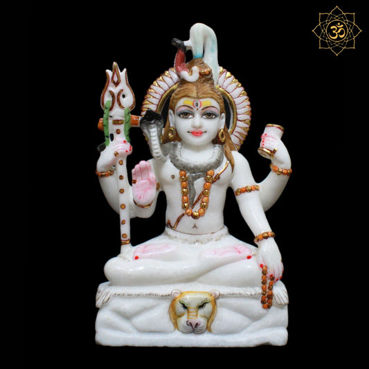 Shiva Marble Murti in Four Hands for Homes and Temples in 1feet