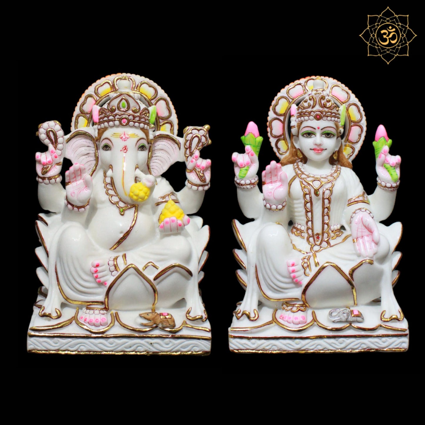 Marble Ganesh Laxmi Murti in 1feet for Homes and Temples