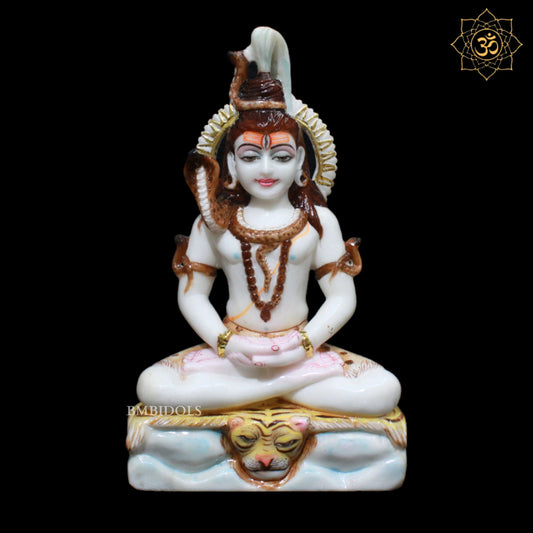 Marble Shiva Statue in Meditation Posture in 12inches for Homes and Temples